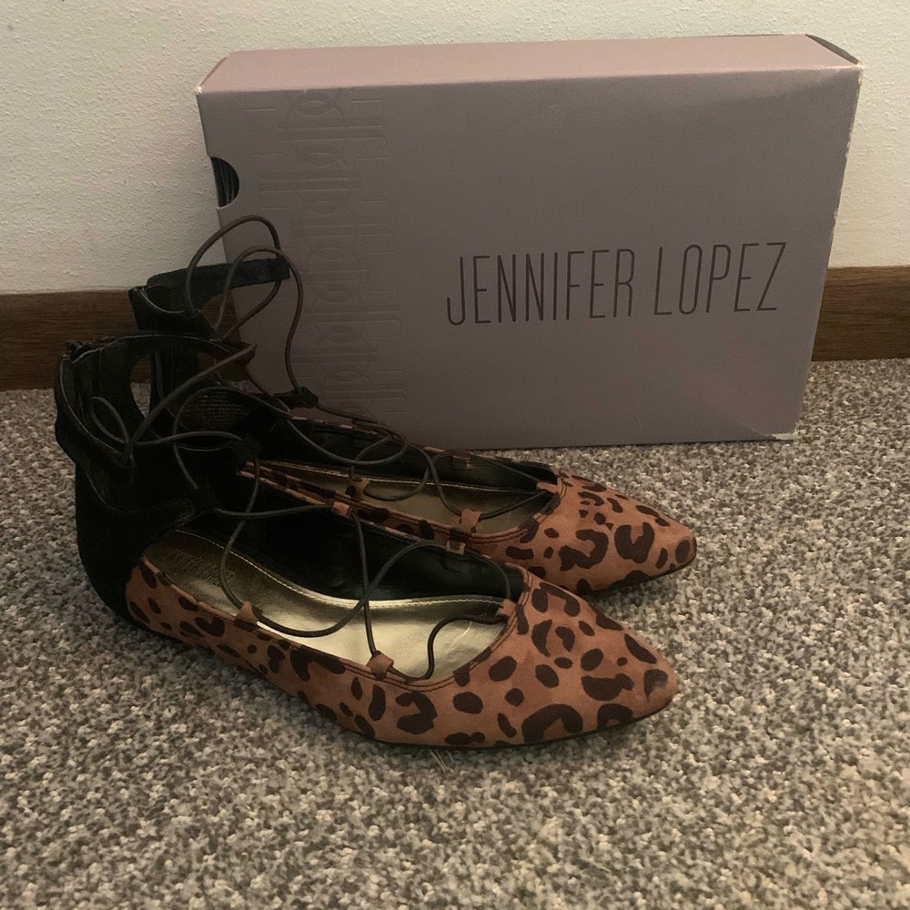 Jennifer Lopez Brown and Black Loafers